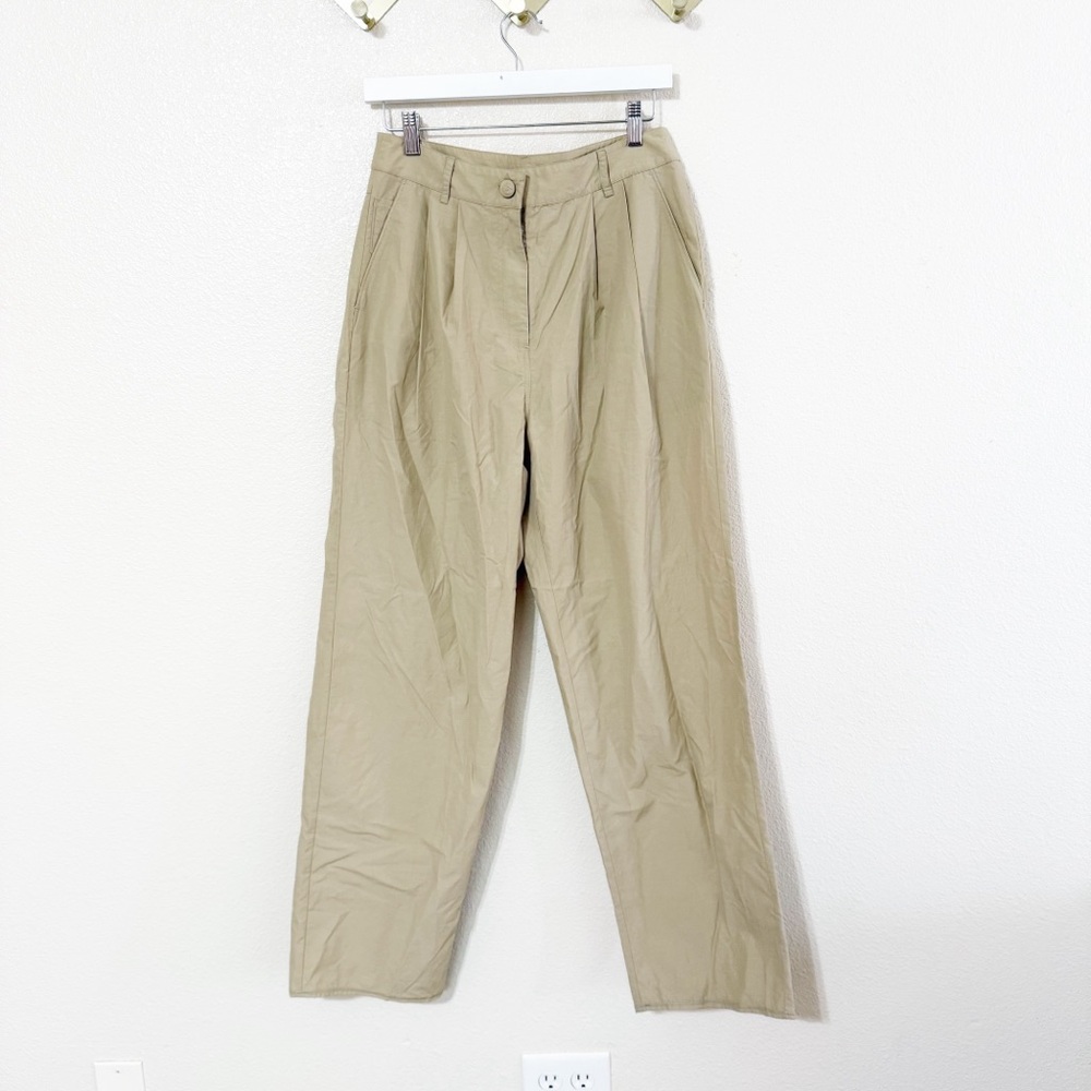 Saks Potts Lele Pleated Baggy Straight Leg Pants in Oat Brown size Medium - Picture 5 of 14